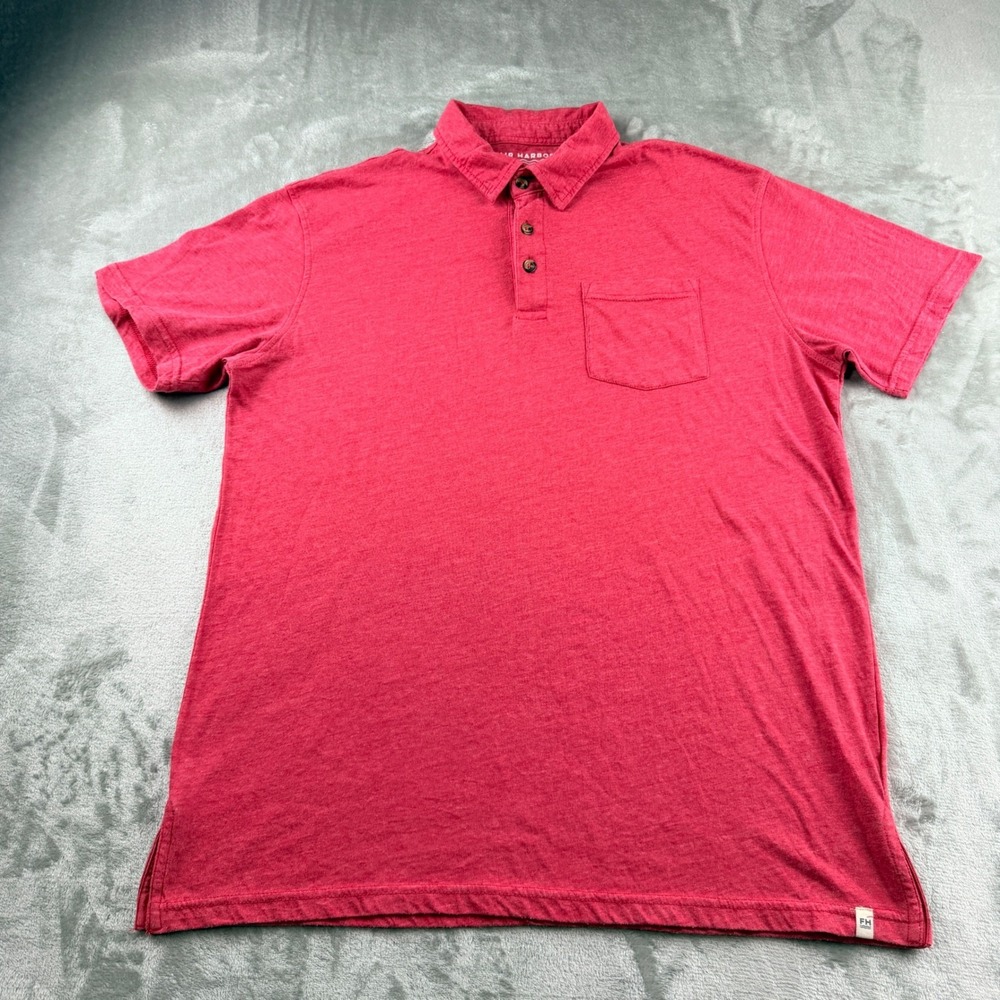 Fair Harbor Men's Large Red Short Sleeve Pocket Polo Shirt